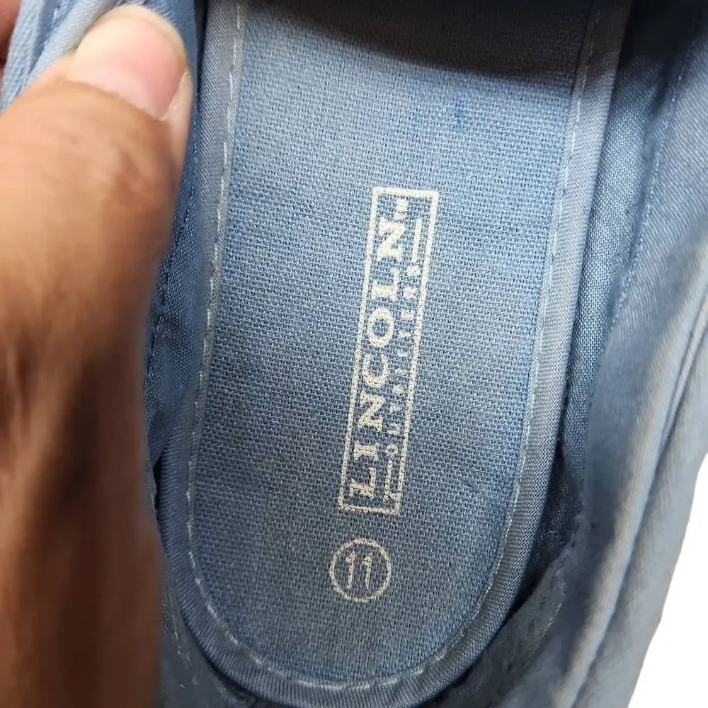 Lincoln Outfitters Womens Blue and White Slip On Denim Flats Dock Shoes‎ Size 11